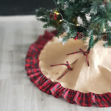 Yılbaşı çam ağacı örtüsü, dokuma ekose / 60 cm - Bimotif (1)