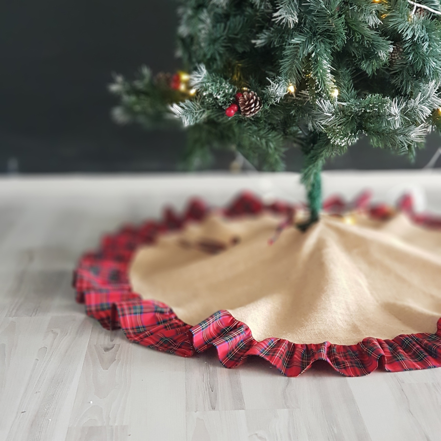 Yılbaşı çam ağacı örtüsü, dokuma ekose / 60 cm - 1