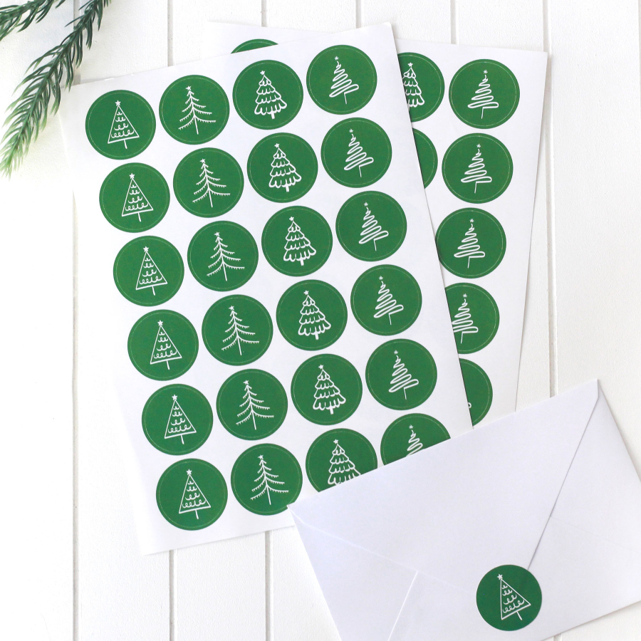 Yılbaşı çam desenli sticker, 2.75 cm / 2 sayfa (Yeşil) - 1