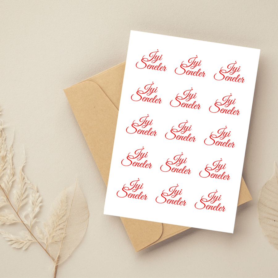Yılbaşı iyi seneler yazılı sticker, 20 adet (1 sayfa) - 1