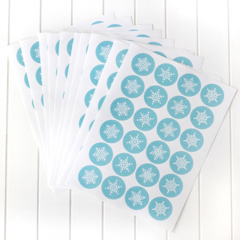 Yılbaşı kar desenli sticker, 2.75 cm / 10 sayfa (Mavi) - Bimotif