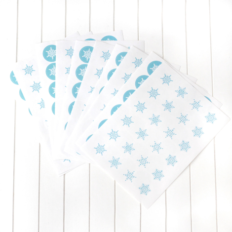 Yılbaşı kar desenli sticker seti, 2.75 cm / 10 sayfa (Mavi-Beyaz) - Bimotif