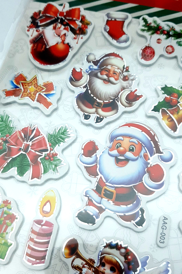 Yılbaşı kırmızı kabartmalı eva sticker, 21x25 cm / Noel Baba ve Süsler - 2