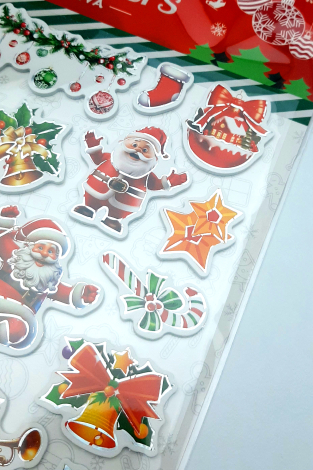 Yılbaşı kırmızı kabartmalı eva sticker, 21x25 cm / Noel Baba ve Süsler - 3