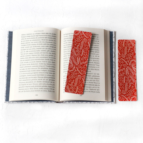 Yılbaşı kitap ayracı, kırmızı yaprak / 2 adet - Bimotif