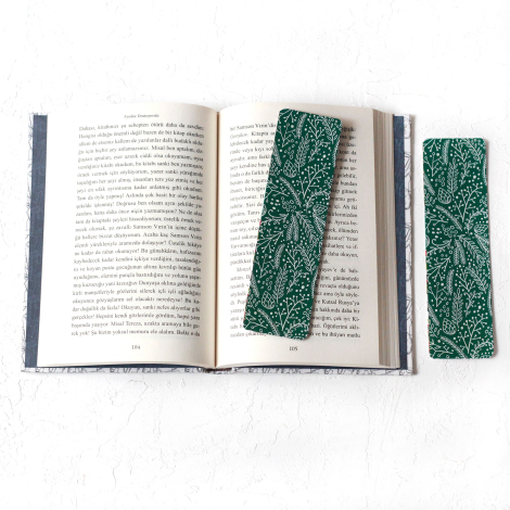 Yılbaşı kitap ayracı, yeşil yaprak / 2 adet - Bimotif