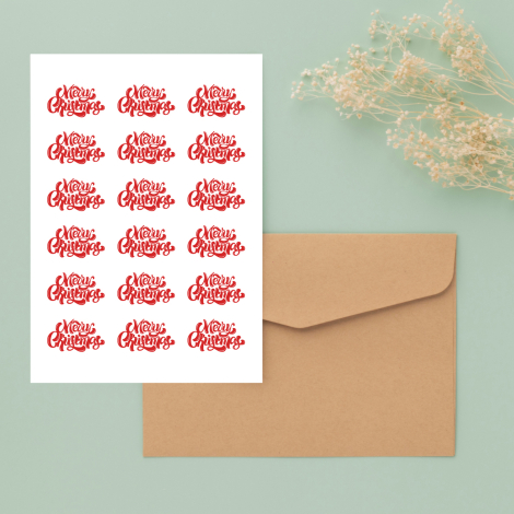 Yılbaşı merry christmas yazılı sticker, 20 adet (1 sayfa) - Bimotif