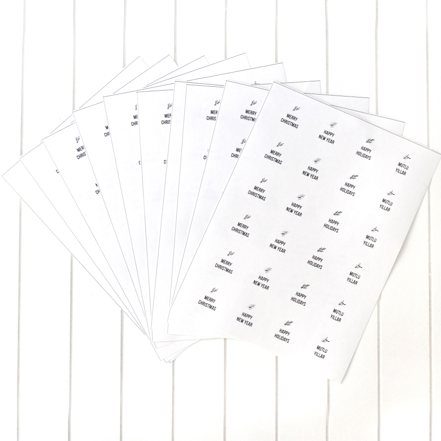 Yılbaşı mesajları sticker seti, 2.75 cm / 10 sayfa (Beyaz) - 1
