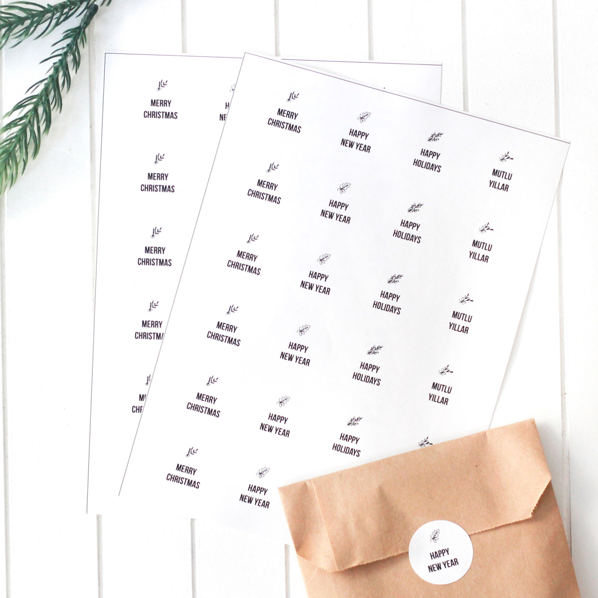 Yılbaşı Mesajları Sticker Seti, 2.75 Cm / 2 Sayfa (beyaz)