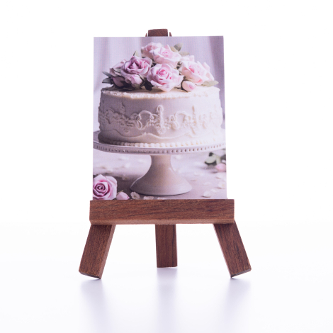 Düğün not ve tebrik kartı, gül süslemeli pasta 6,5 x 8,5 cm / 10 adet - Bimotif