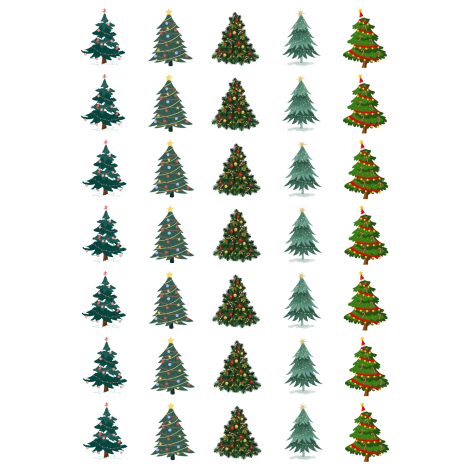 Yılbaşı sticker, çam ağaçları, 525 adet (15 sayfa) - Bimotif