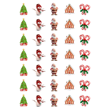 Yılbaşı sticker, noel baba ve yılbaşı figürleri, 875 adet (25 sayfa) - Bimotif