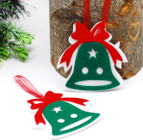 Yılbaşı süsü, 2li keçe motif, çan - Bimotif