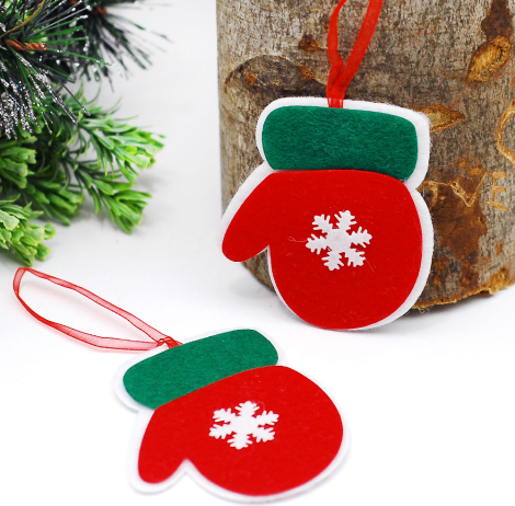 Yılbaşı süsü, 2li keçe motif, eldiven - Bimotif