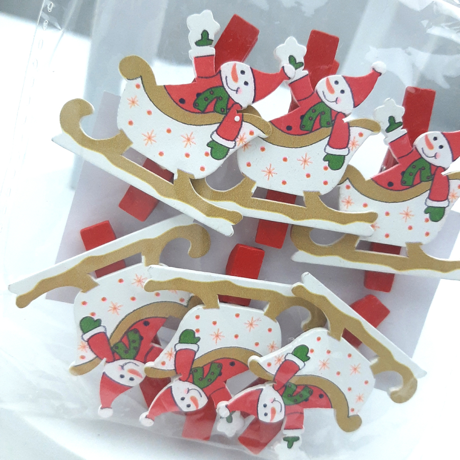 Yılbaşı süsü, 6lı kızak mandal - 1