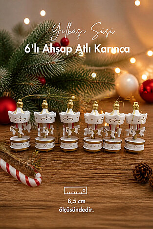 Yılbaşı süsü, atlı karınca, 8.5 cm / Beyaz (6 adet) - Bimotif