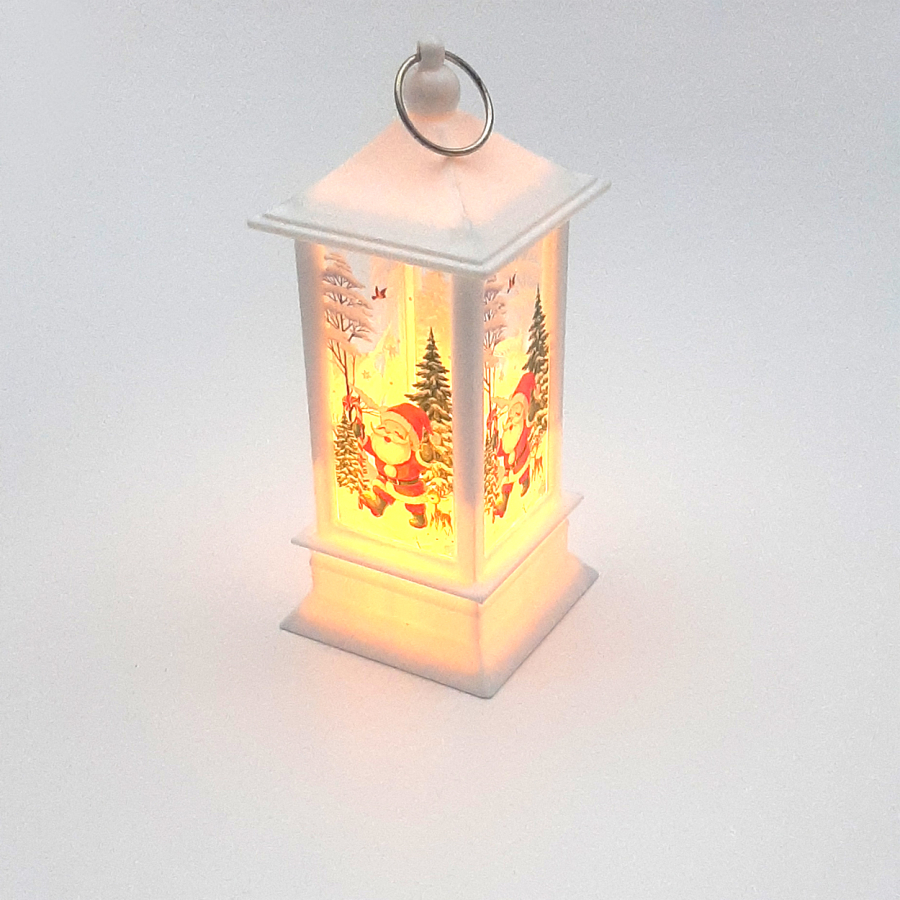 Yılbaşı süsü fener, led gece lambası, 12,5 cm / Beyaz Noel Baba - 1