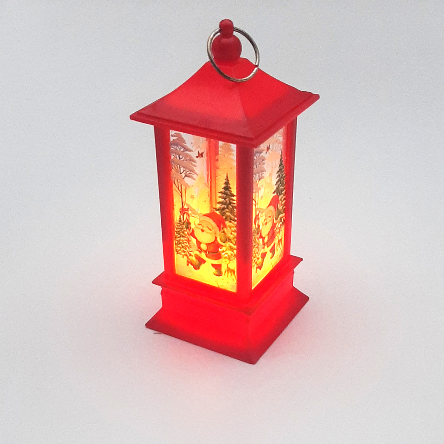 Yılbaşı süsü fener, led gece lambası, 12,5 cm / Kırmızı Noel Baba - 1