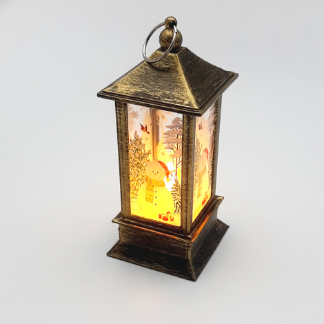 Yılbaşı süsü fener, led gece lambası, 12,5 cm / Siyah Kardan Adam - Bimotif