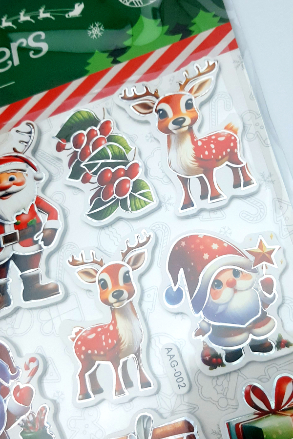 Yılbaşı yeşil kabartmalı eva sticker, 21x25 cm / Noel Baba ve Geyik - 2