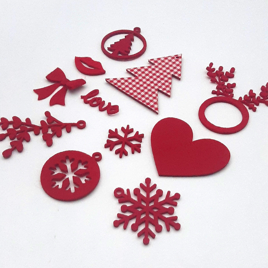 Yılbaşına özel kırmızı keçe süs seti (11 adet) - 1