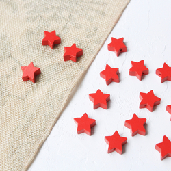 Yıldız şeklinde kırmızı ahşap boncuk, 2 cm / 5 adet - Bimotif