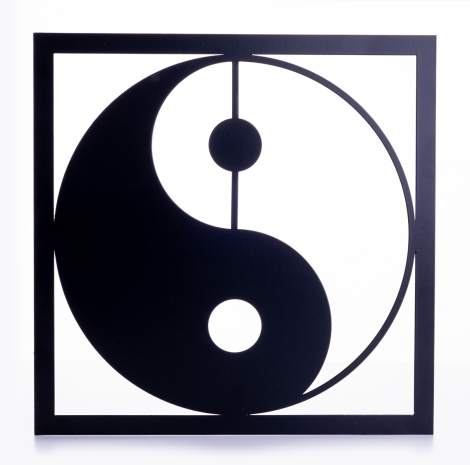 Ying Yang siyah metal duvar tablosu, 30x30 cm - Bimotif (1)